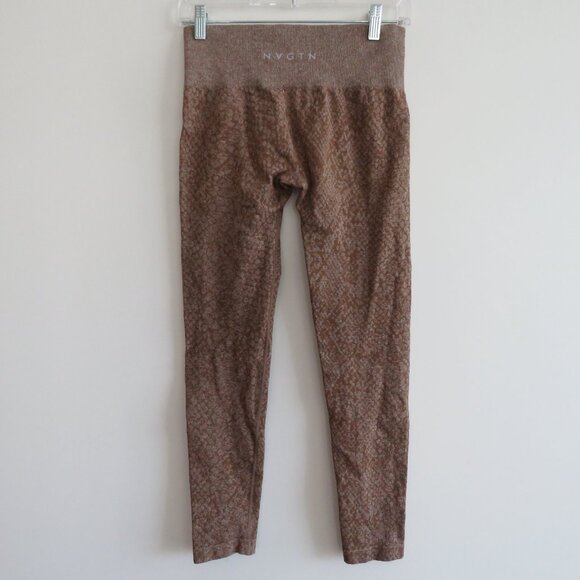 NVGTN Snakeskin Seamless Leggings in Mocha Athleisure Gym Workout - Size M - Picture 10 of 14